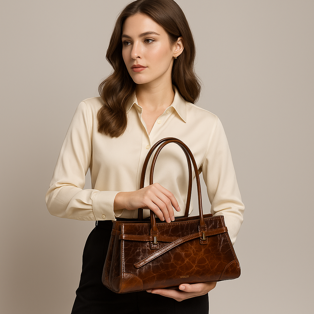 Veloria™ Vintage Leather Baguette Bag 