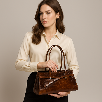 Veloria™ Vintage Leather Baguette Bag 