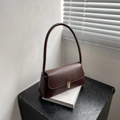 Women's Shoulder Bag Handbag Retro Underarm Bag Fashion Simple Solid Color New Hand Shoulder Bag 