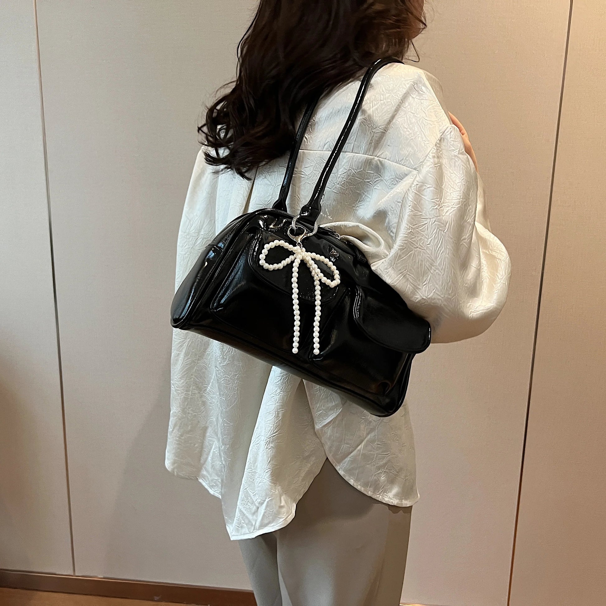Fashionable Underarm Bow Bag for Women 2024 Korean Edition New Simple Leisure Pillow Bag Trendy Versatile Shoulder Bag 
