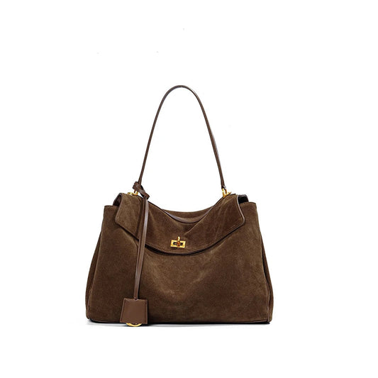 Rodeo bag women's genuine leather Kelly tote bag frosted cowhide large capacity single shoulder hand-held armpit bag 