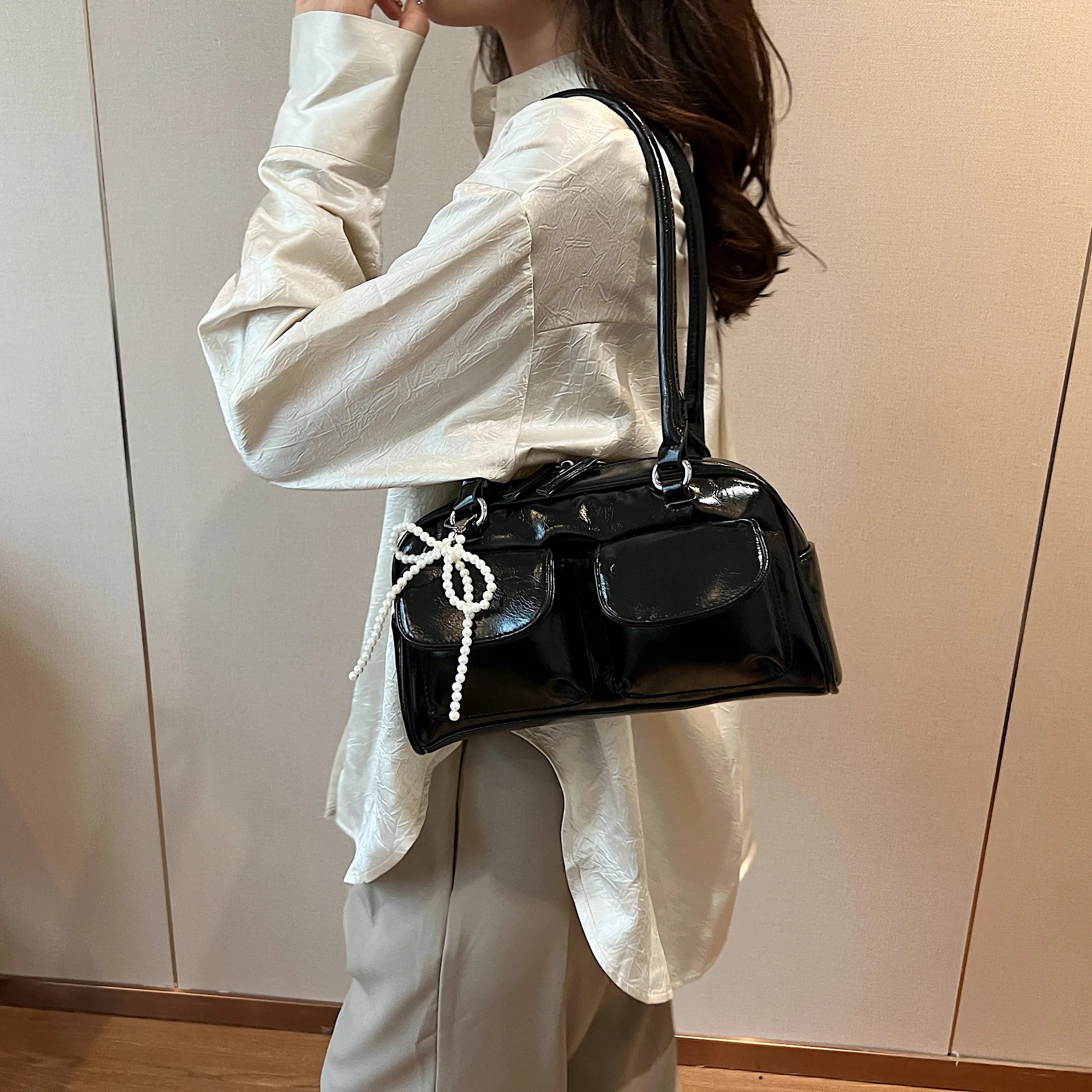 Fashionable Underarm Bow Bag for Women 2024 Korean Edition New Simple Leisure Pillow Bag Trendy Versatile Shoulder Bag 