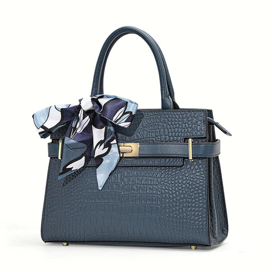 Aidrani Genuine leather crocodile pattern handbag, large capacity women's bag, square cowhide shoulder bag 