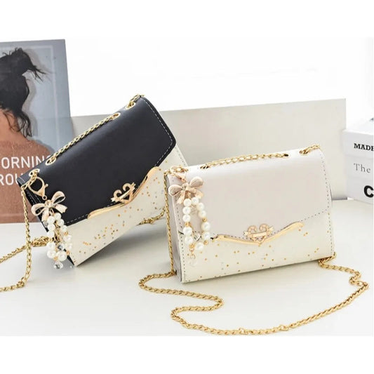 Crossbody women's bag with pendant chain Korean version ins fashion and versatile premium shoulder bag 