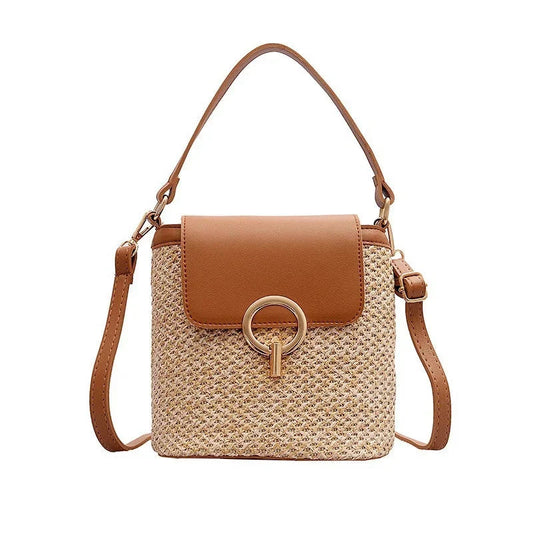 Beach Vacation Woven Women's Bag 2023 New Fashion Trend Korean Version Versatile Fashion Handheld Crossbody Bucket Bag 