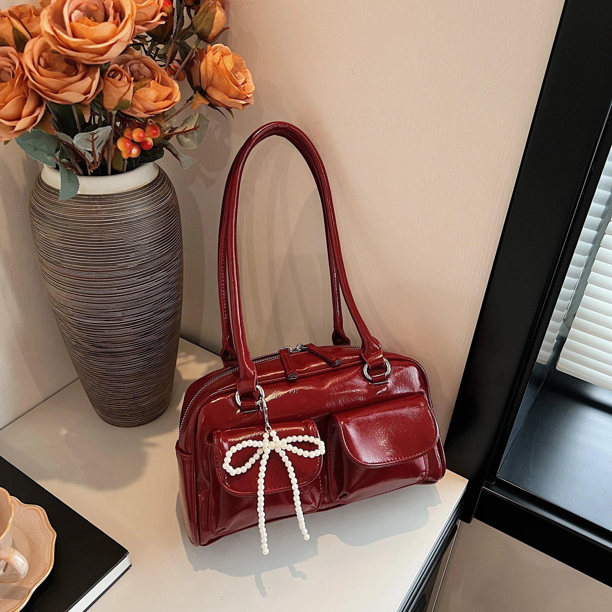 Fashionable Underarm Bow Bag for Women 2024 Korean Edition New Simple Leisure Pillow Bag Trendy Versatile Shoulder Bag 