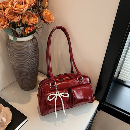 Fashionable Underarm Bow Bag for Women 2024 Korean Edition New Simple Leisure Pillow Bag Trendy Versatile Shoulder Bag 