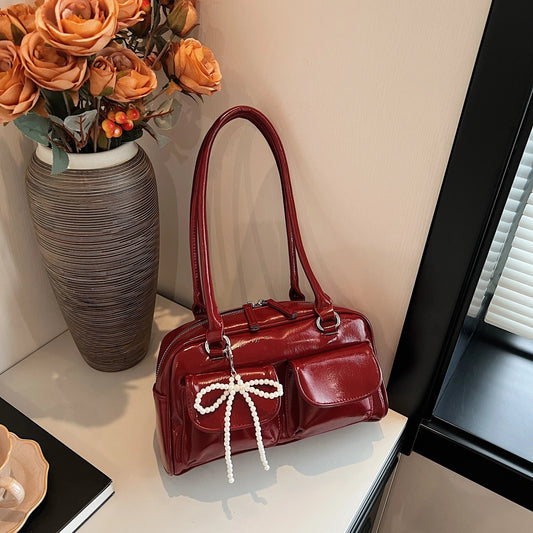 Fashionable Underarm Bow Bag for Women 2024 Korean Edition New Simple Leisure Pillow Bag Trendy Versatile Shoulder Bag 