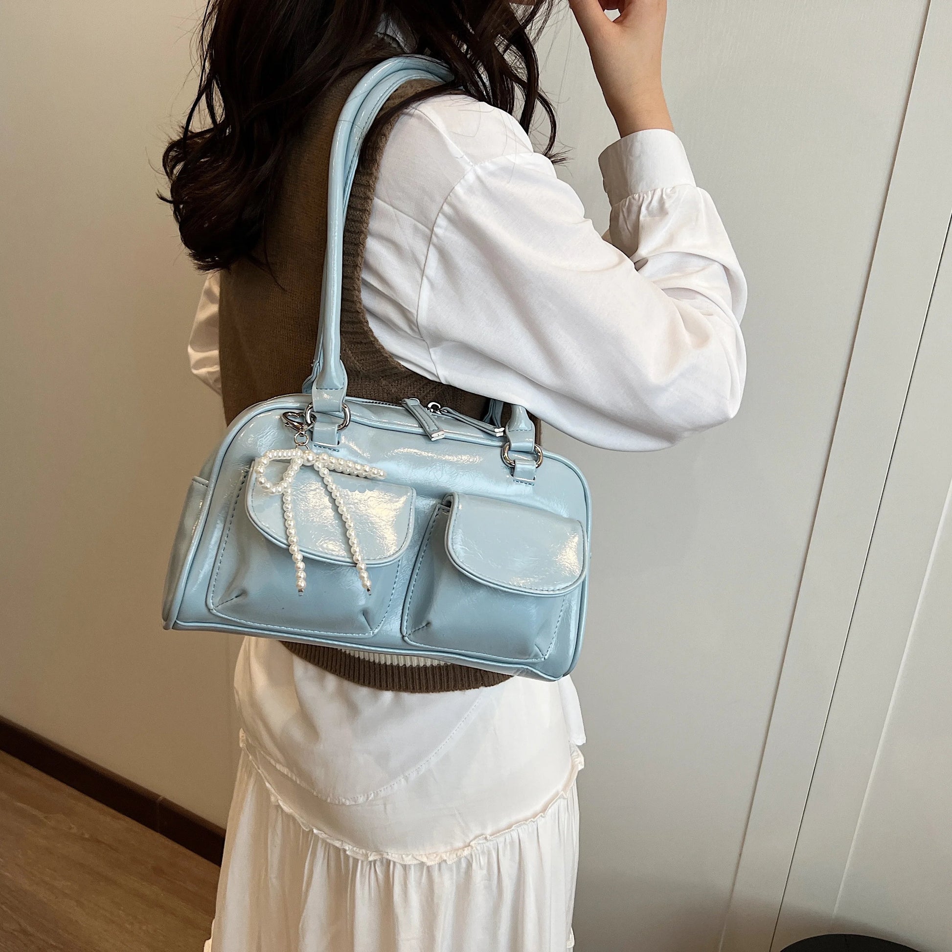 Fashionable Underarm Bow Bag for Women 2024 Korean Edition New Simple Leisure Pillow Bag Trendy Versatile Shoulder Bag 