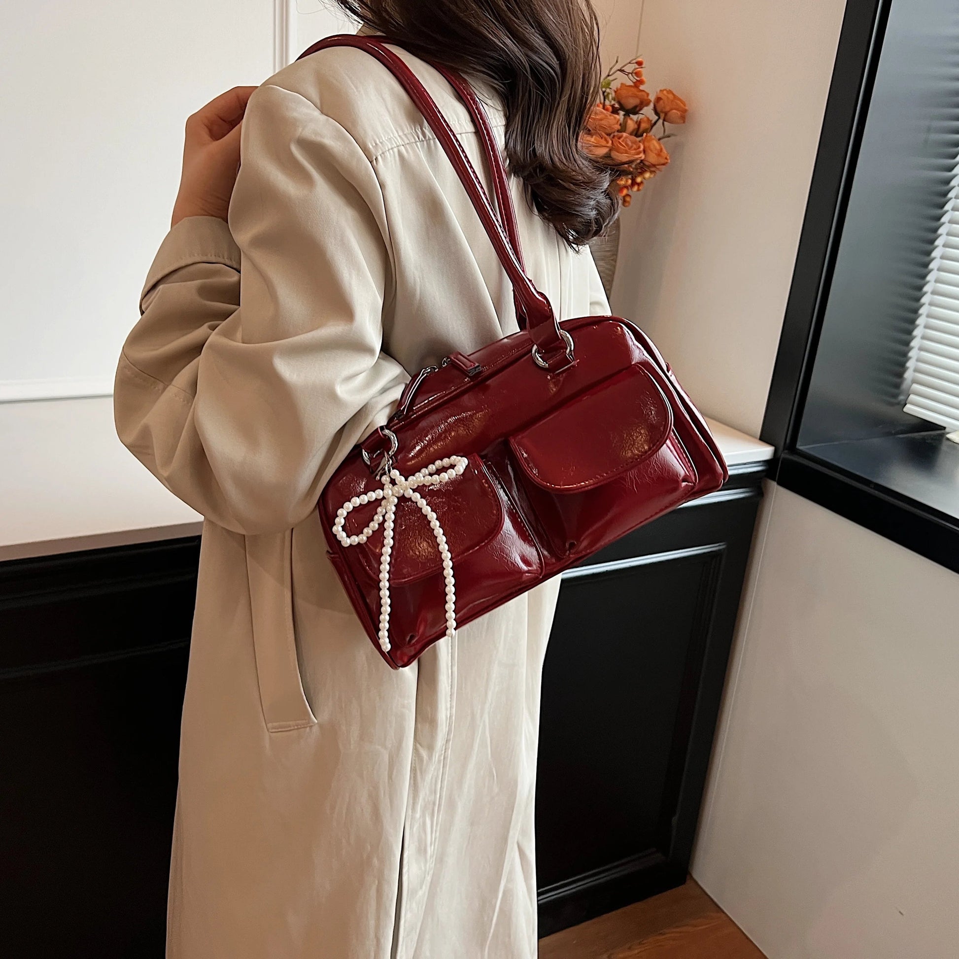 Fashionable Underarm Bow Bag for Women 2024 Korean Edition New Simple Leisure Pillow Bag Trendy Versatile Shoulder Bag 
