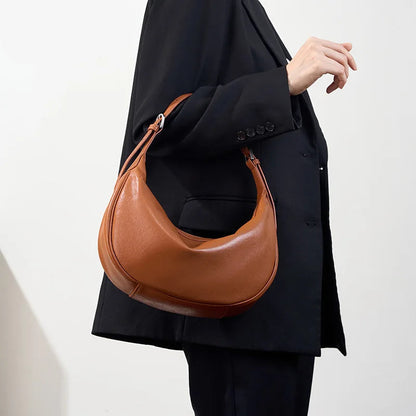 Motingsome Hobo Bag Woman Genuine Leather Handbag 2025 New Vegetable-tanned Cowhide Purses Large-capacity Niche Underarm Bags 