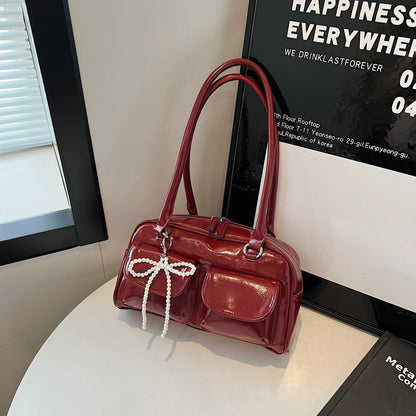 Fashionable Underarm Bow Bag for Women 2024 Korean Edition New Simple Leisure Pillow Bag Trendy Versatile Shoulder Bag 