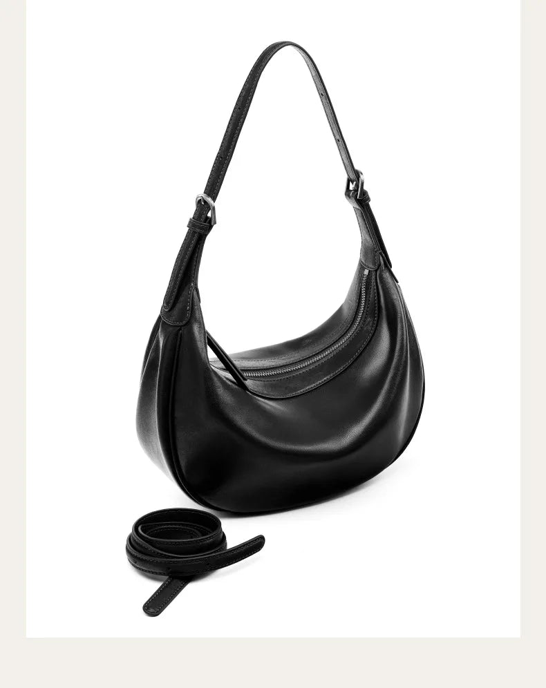 Motingsome Hobo Bag Woman Genuine Leather Handbag 2025 New Vegetable-tanned Cowhide Purses Large-capacity Niche Underarm Bags 