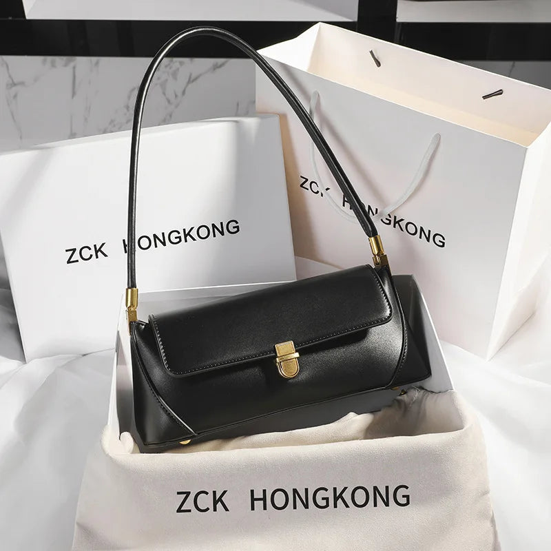 Armpit bag retro niche design high-end solid color one-shoulder portable genuine leather women's bag spring and summer versatile 
