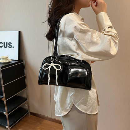 Fashionable Underarm Bow Bag for Women 2024 Korean Edition New Simple Leisure Pillow Bag Trendy Versatile Shoulder Bag 