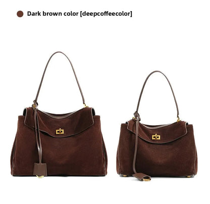 Rodeo bag women's genuine leather Kelly tote bag frosted cowhide large capacity single shoulder hand-held armpit bag 