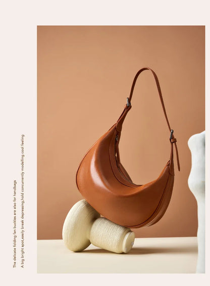 Motingsome Hobo Bag Woman Genuine Leather Handbag 2025 New Vegetable-tanned Cowhide Purses Large-capacity Niche Underarm Bags 