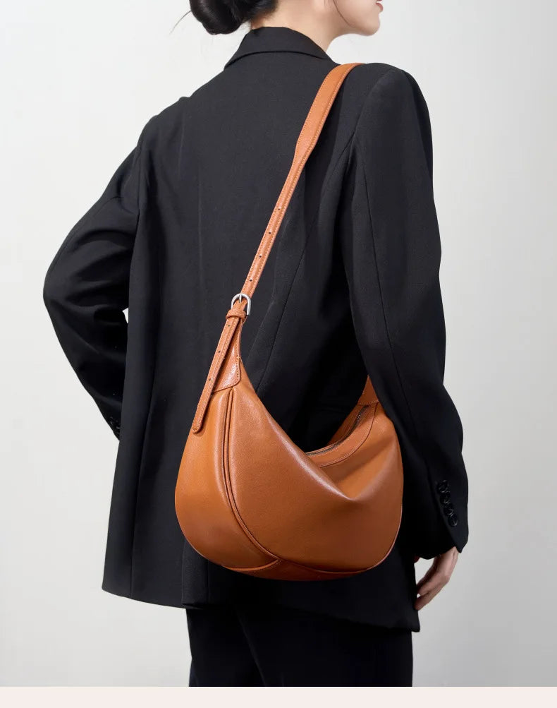 Motingsome Hobo Bag Woman Genuine Leather Handbag 2025 New Vegetable-tanned Cowhide Purses Large-capacity Niche Underarm Bags 