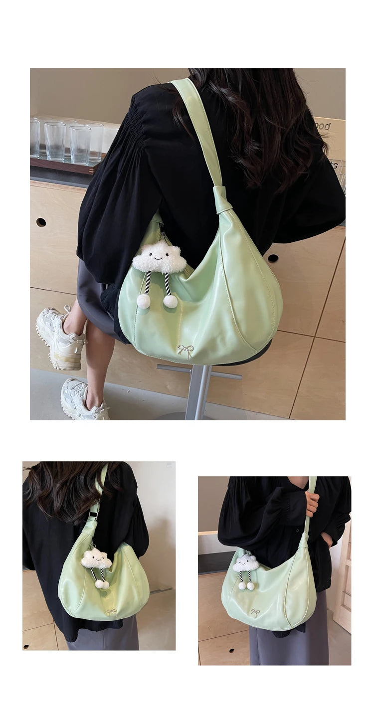 2024 Summer New Large Capacity Underarm Shoulder Bag Crossbody Bag Women's Fashion Backpack Comes with a Small Doll as a Gift 