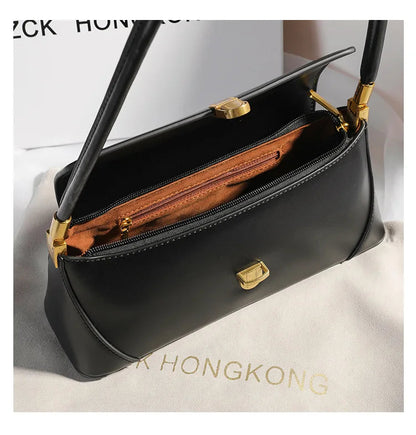Armpit bag retro niche design high-end solid color one-shoulder portable genuine leather women's bag spring and summer versatile 