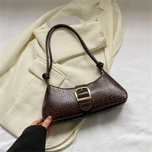 Women Stylish PU Leather Sling Bag Solid Color Shoulder Bag Underarm Bag Fashionable Portable Large Capacity Handbag 