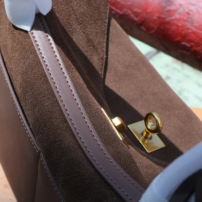 Rodeo bag women's genuine leather Kelly tote bag frosted cowhide large capacity single shoulder hand-held armpit bag 