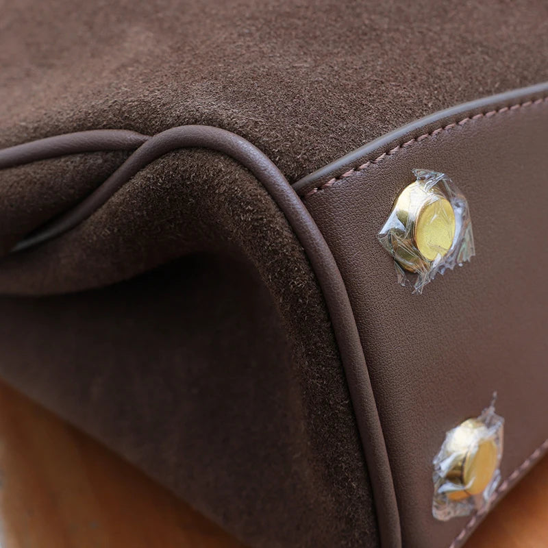 Rodeo bag women's genuine leather Kelly tote bag frosted cowhide large capacity single shoulder hand-held armpit bag 