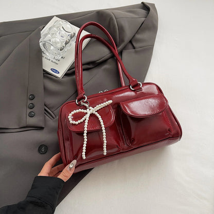 Fashionable Underarm Bow Bag for Women 2024 Korean Edition New Simple Leisure Pillow Bag Trendy Versatile Shoulder Bag 