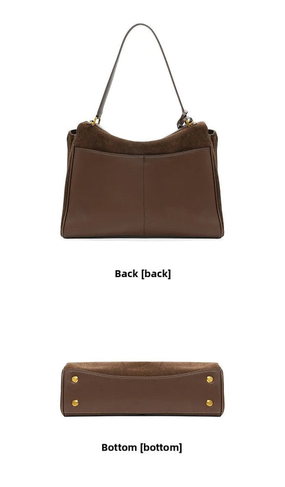Rodeo bag women's genuine leather Kelly tote bag frosted cowhide large capacity single shoulder hand-held armpit bag 