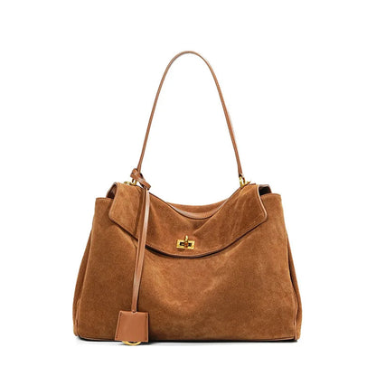 Rodeo bag women's genuine leather Kelly tote bag frosted cowhide large capacity single shoulder hand-held armpit bag 
