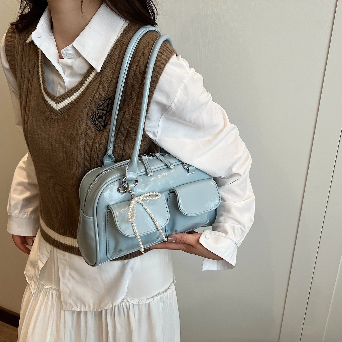 Fashionable Underarm Bow Bag for Women 2024 Korean Edition New Simple Leisure Pillow Bag Trendy Versatile Shoulder Bag 