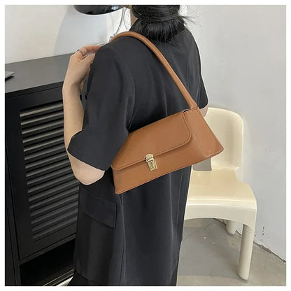 Women's Shoulder Bag Handbag Retro Underarm Bag Fashion Simple Solid Color New Hand Shoulder Bag 