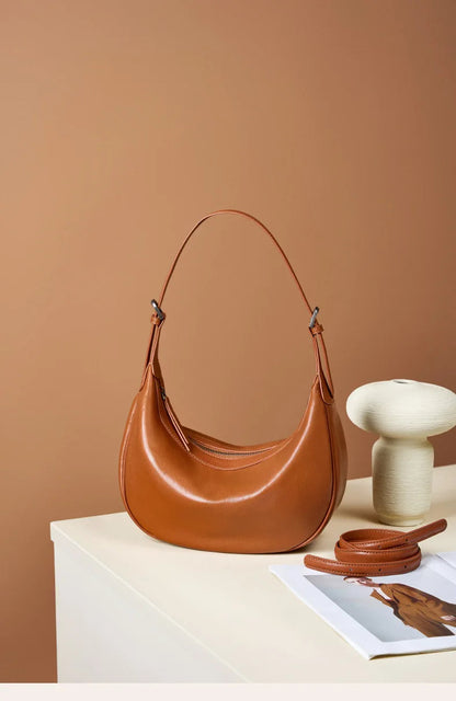 Motingsome Hobo Bag Woman Genuine Leather Handbag 2025 New Vegetable-tanned Cowhide Purses Large-capacity Niche Underarm Bags 
