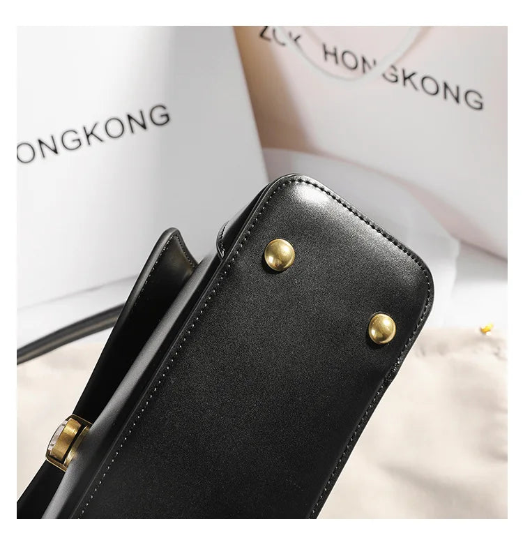 Armpit bag retro niche design high-end solid color one-shoulder portable genuine leather women's bag spring and summer versatile 