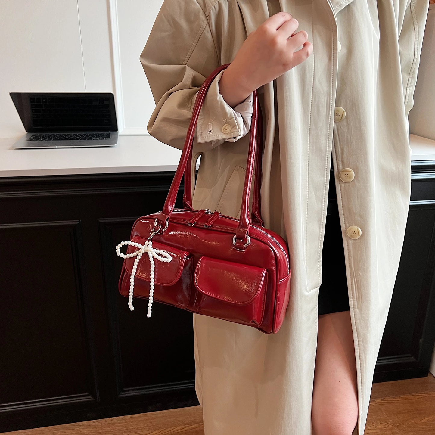 Fashionable Underarm Bow Bag for Women 2024 Korean Edition New Simple Leisure Pillow Bag Trendy Versatile Shoulder Bag 