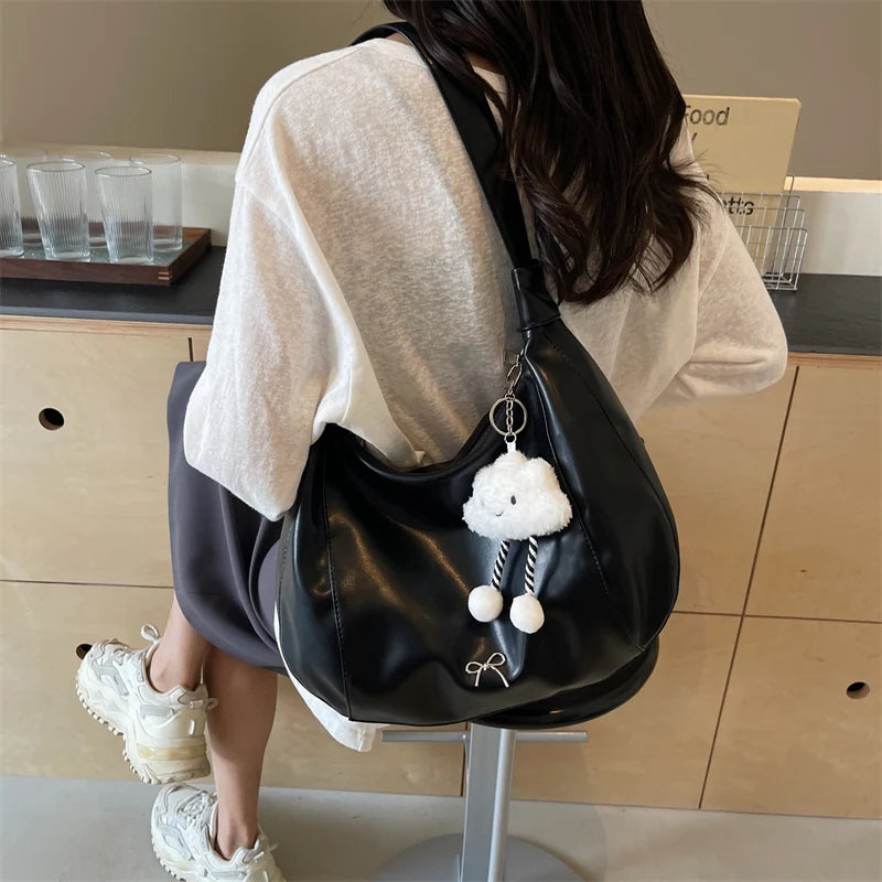 2024 Summer New Large Capacity Underarm Shoulder Bag Crossbody Bag Women's Fashion Backpack Comes with a Small Doll as a Gift 