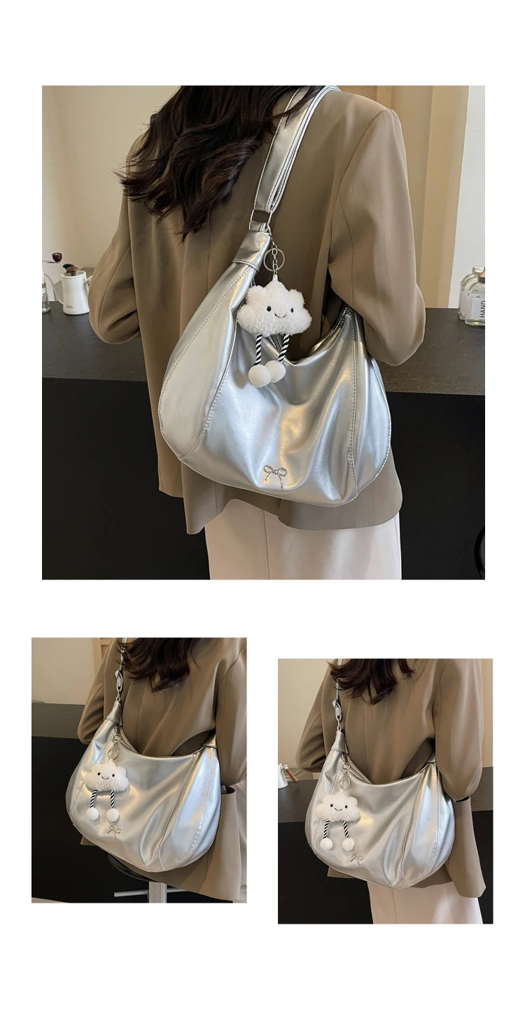 2024 Summer New Large Capacity Underarm Shoulder Bag Crossbody Bag Women's Fashion Backpack Comes with a Small Doll as a Gift 