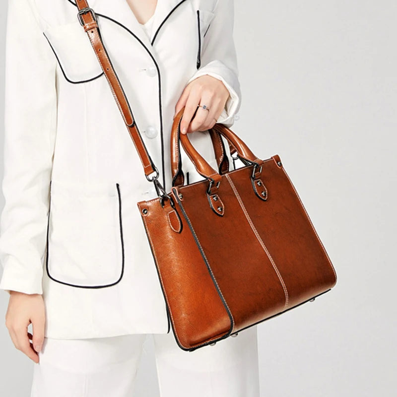 Women Handbag Cross body Shoulder Tote Bag Genuine Leather Shopping Fashion Office Female Real Cowhide Messenger Top Handle Bags 