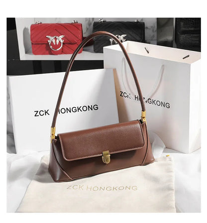 Armpit bag retro niche design high-end solid color one-shoulder portable genuine leather women's bag spring and summer versatile 
