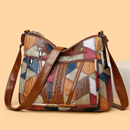 Women's Elegant Vintage Crossbody Bag Trendy HandBag Fashion Multi-pockets Shoulder Bag All-match Retro Crossbody Bag for Daily 