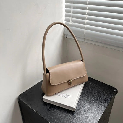 Women's Shoulder Bag Handbag Retro Underarm Bag Fashion Simple Solid Color New Hand Shoulder Bag 