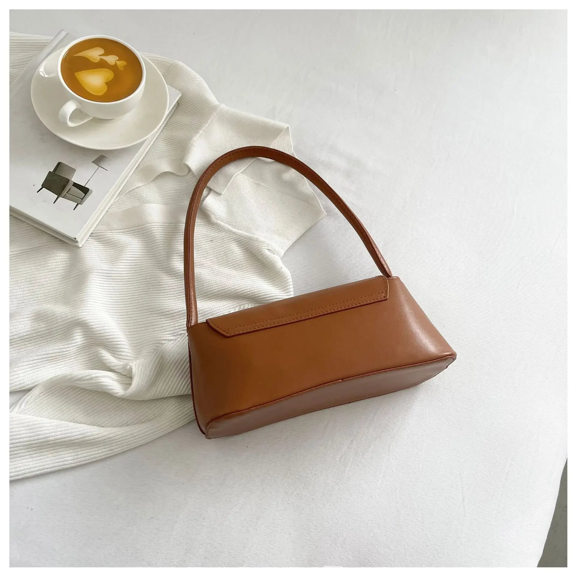 Women's Shoulder Bag Handbag Retro Underarm Bag Fashion Simple Solid Color New Hand Shoulder Bag 