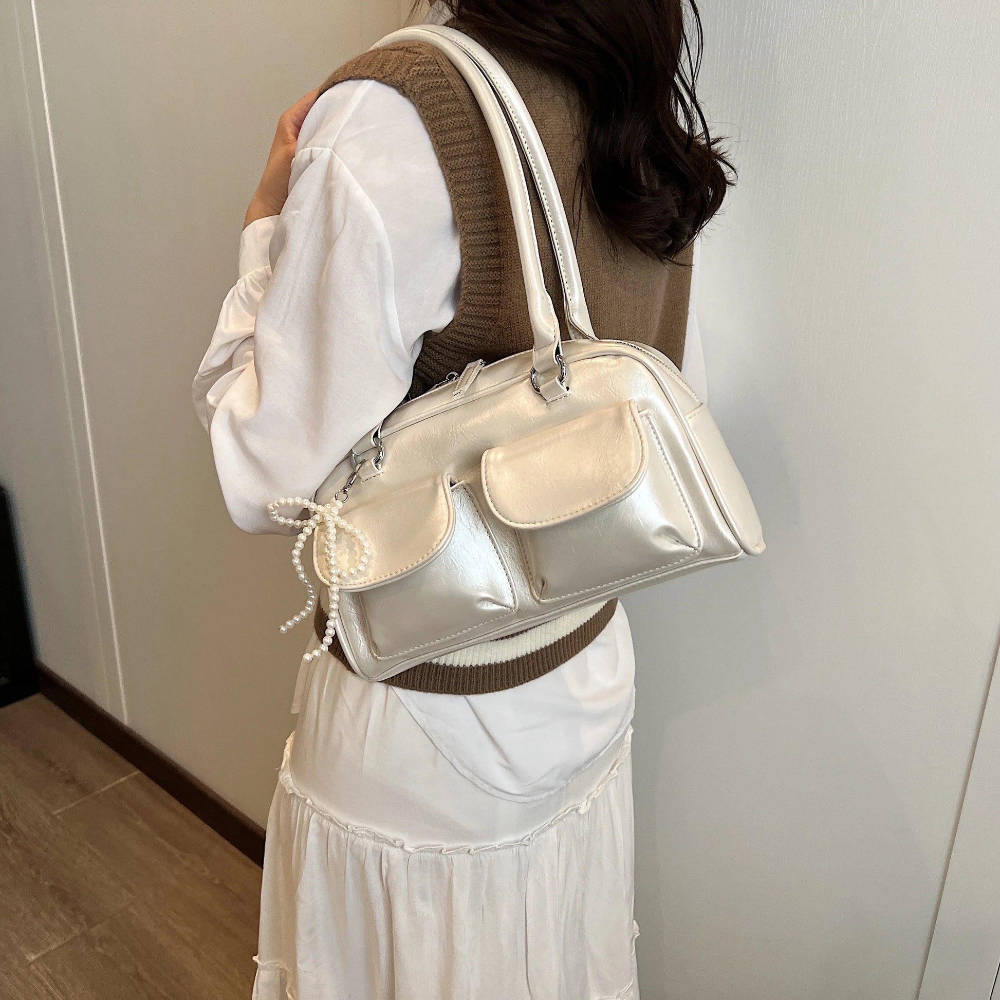 Fashionable Underarm Bow Bag for Women 2024 Korean Edition New Simple Leisure Pillow Bag Trendy Versatile Shoulder Bag 