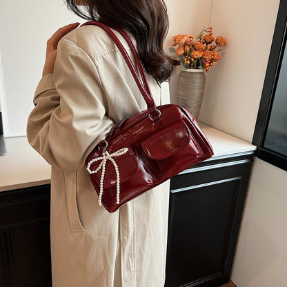 Fashionable Underarm Bow Bag for Women 2024 Korean Edition New Simple Leisure Pillow Bag Trendy Versatile Shoulder Bag 