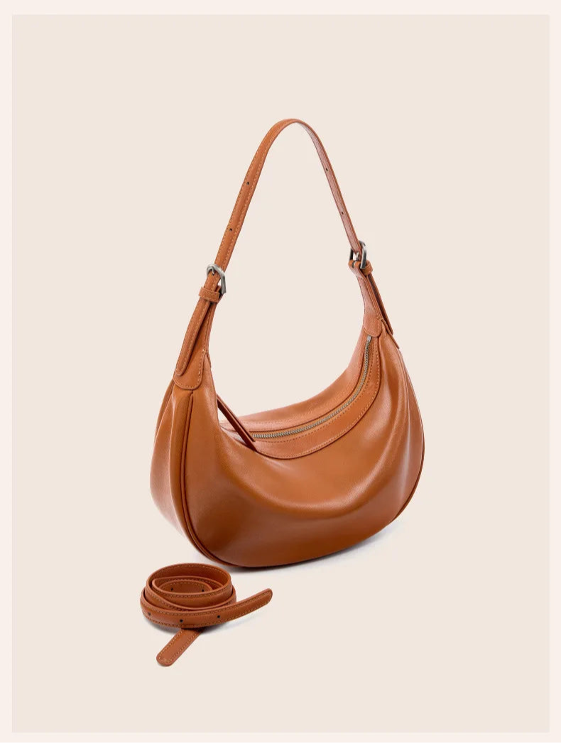 Motingsome Hobo Bag Woman Genuine Leather Handbag 2025 New Vegetable-tanned Cowhide Purses Large-capacity Niche Underarm Bags 