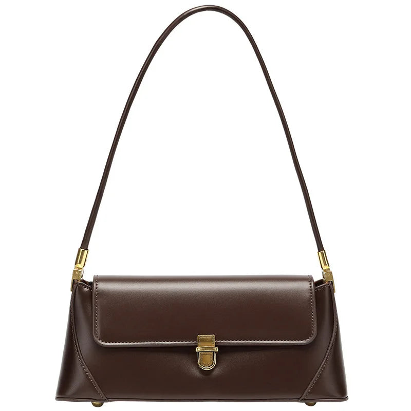 Armpit bag retro niche design high-end solid color one-shoulder portable genuine leather women's bag spring and summer versatile 