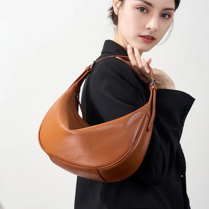 Motingsome Hobo Bag Woman Genuine Leather Handbag 2025 New Vegetable-tanned Cowhide Purses Large-capacity Niche Underarm Bags 
