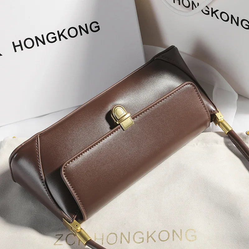 Armpit bag retro niche design high-end solid color one-shoulder portable genuine leather women's bag spring and summer versatile 