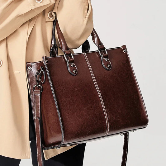Women Handbag Cross body Shoulder Tote Bag Genuine Leather Shopping Fashion Office Female Real Cowhide Messenger Top Handle Bags 