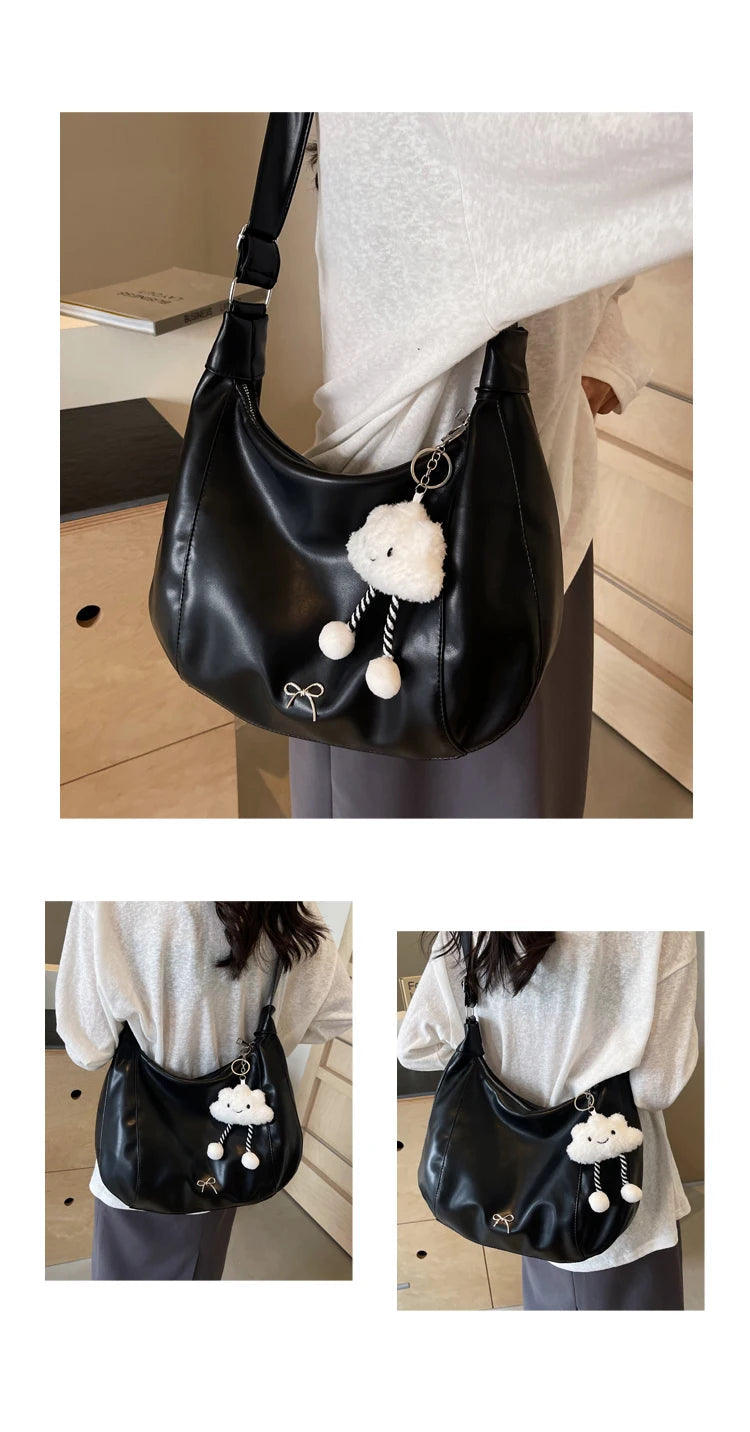 2024 Summer New Large Capacity Underarm Shoulder Bag Crossbody Bag Women's Fashion Backpack Comes with a Small Doll as a Gift 